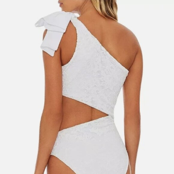 NWT! Beach Riot White Lace Bridal Cutout One Shoulder One Piece Swimsuit NEW! - Picture 2 of 6